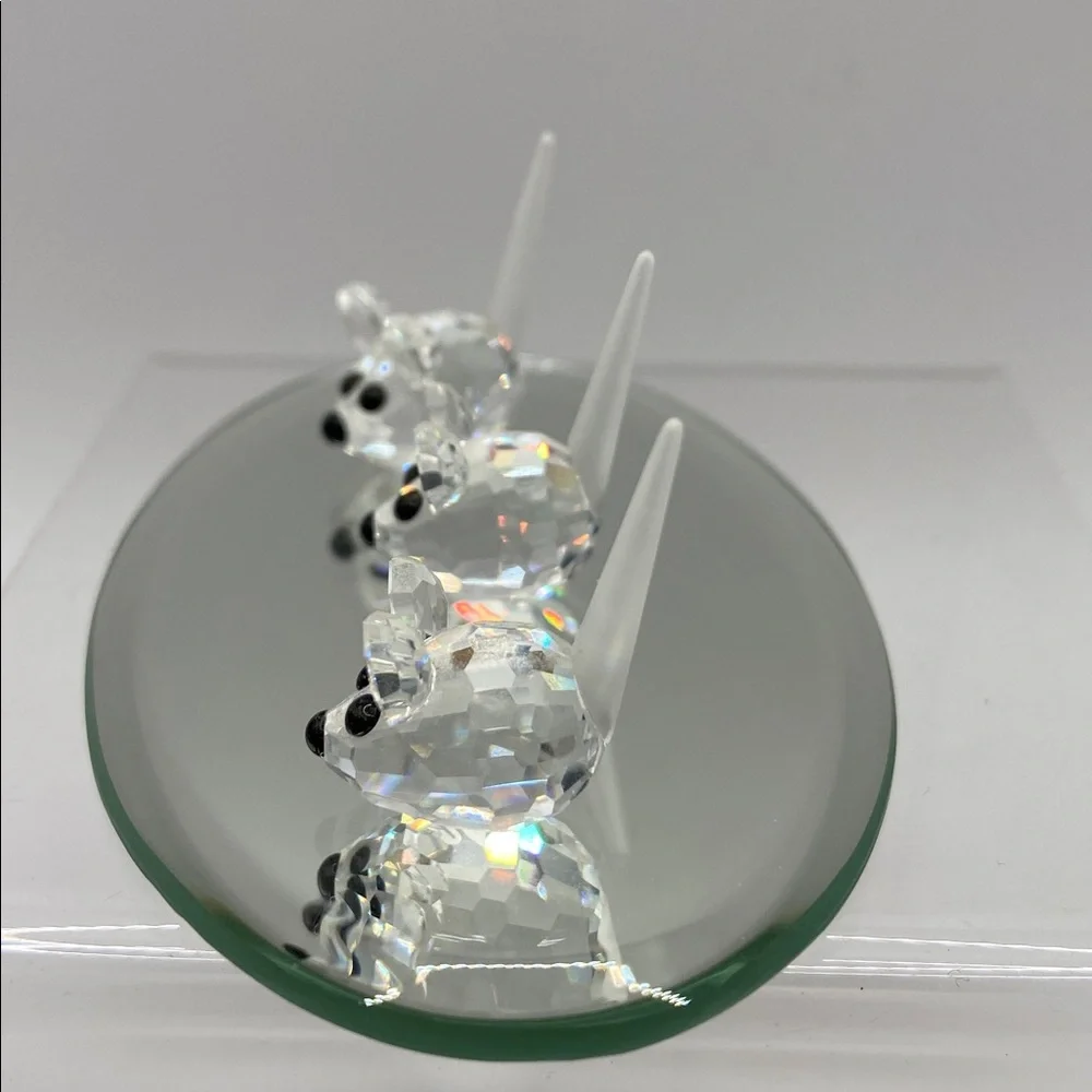Swarovski Field Mice Set of 3 In A Summer Meadow Collection With Mirror Base